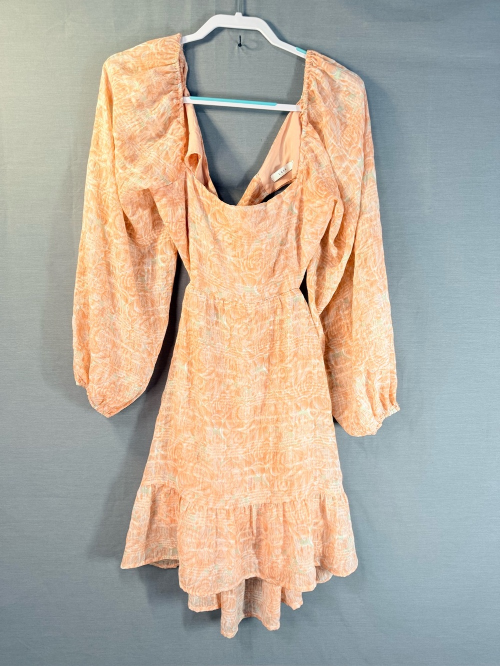 Lush Peach Off-Shoulder open Back with Bow Mini Dress Size L